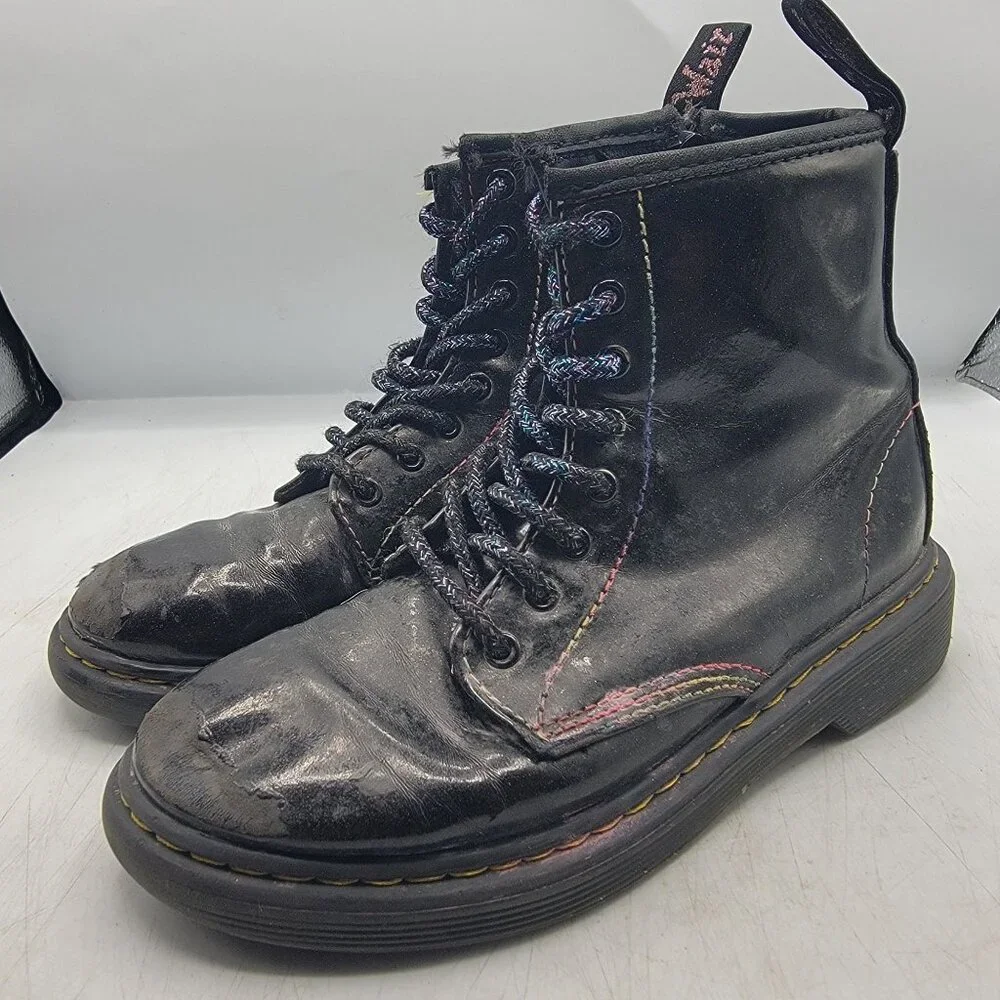 Dr Martens Doc Martens Kids Size 1 Black Sparkle Ray Boots Casual School Comfort
